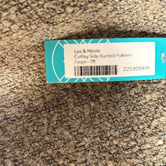 Leo & Nicole Tan Slouchy Coffey Side Ruched‎ Pullover, Cowl Neck Sweater 2XL NWT - Picture 6 of 11